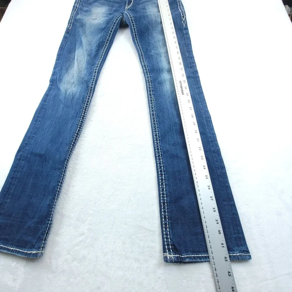 Rock Revival Jeans Womens 29 Sasha Straight Embellished *Flaw* - Picture 5 of 12